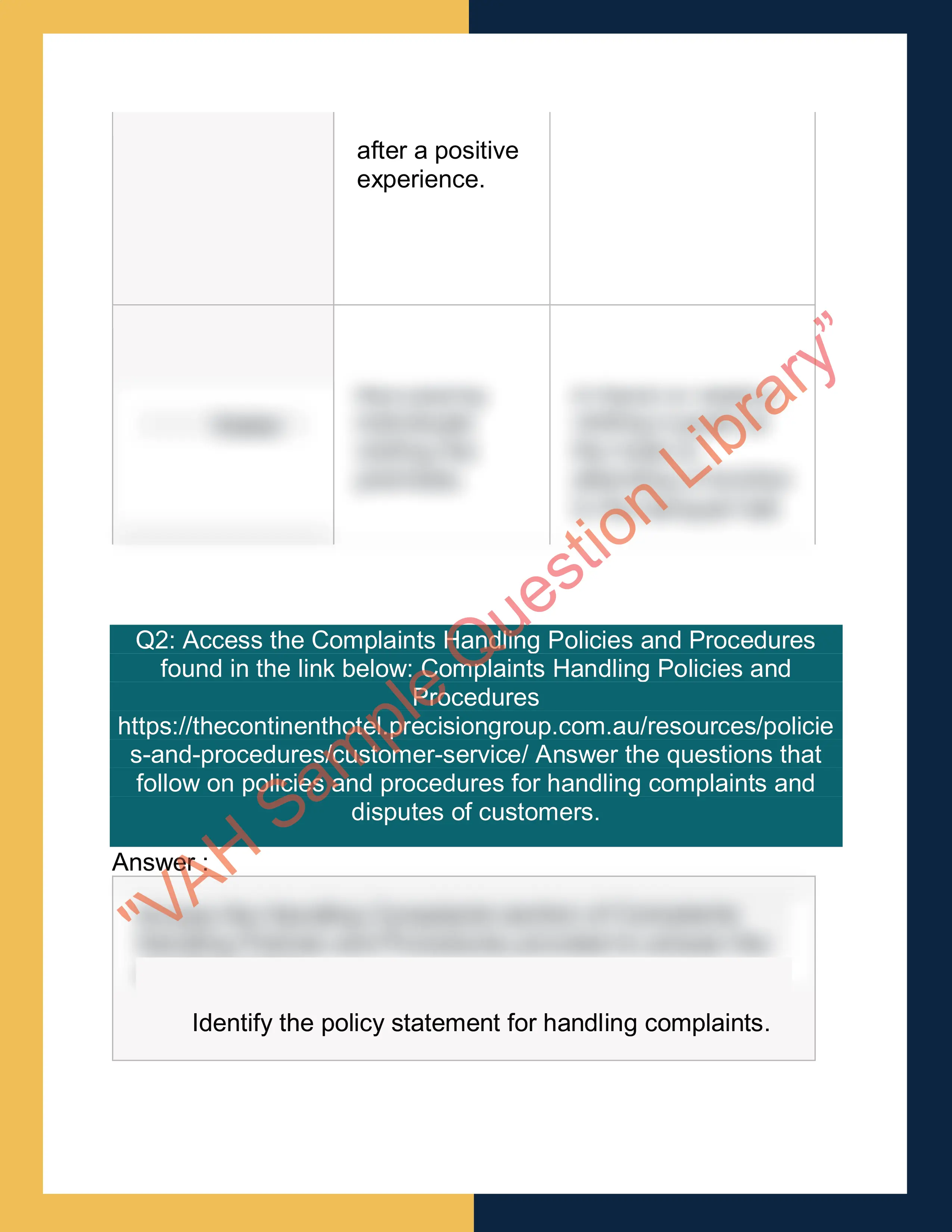 Sample Solution for SITXCCCS014 - Provide Service to Customers 2